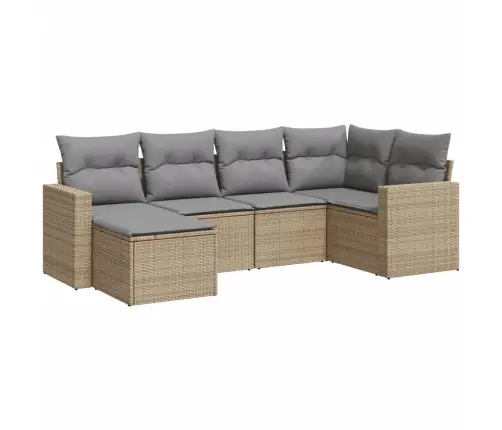 6-Daļīgs Dārza Dīvāna Komplekts, Matrači, Bēša Pe Rotangpalma Vidaxl