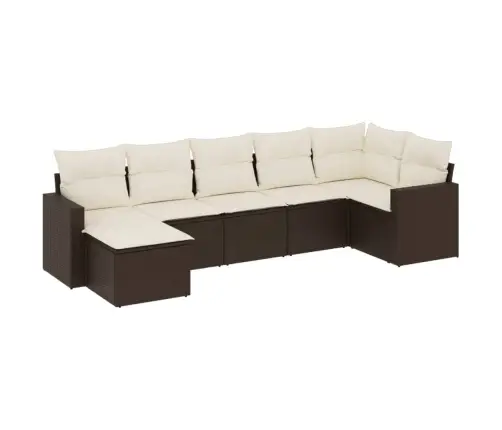 7-Daļīgs Dārza Dīvānu Komplekts, Matrači, Brūna Pe Rotangpalma Vidaxl