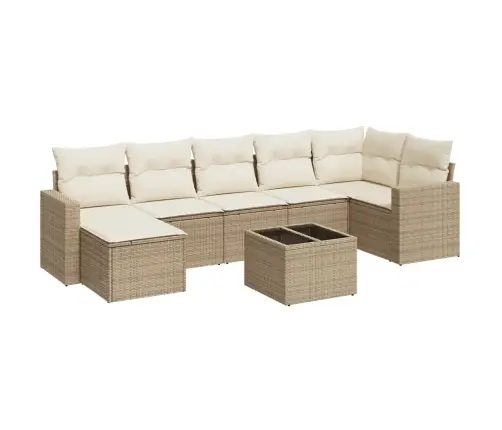 8-Daļīgs Dārza Dīvāna Komplekts, Matrači, Bēša Pe Rotangpalma Vidaxl 8-Daļīgs Dārza Dīvāna Komplekts, Matrači, Bēša Pe Rotangpalma Vidaxl