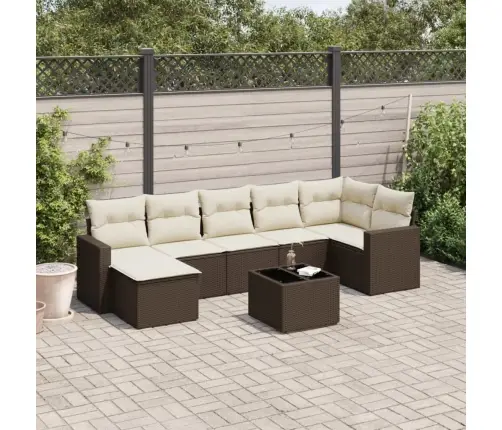 Sodo Komplektas Su Pagalvėlėmis, 8 Dalių, Rudas, Poliratanas