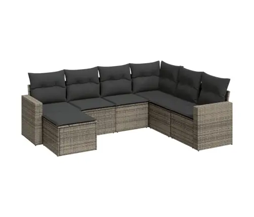 7-Daļīgs Dārza Dīvāna Komplekts, Matrači, Pelēka Pe Rotangpalma Vidaxl