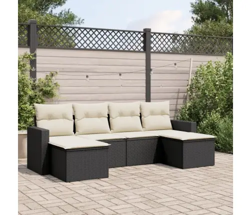 6-Daļīgs Dārza Dīvāna Komplekts, Matrači, Melna Pe Rotanpalma Vidaxl