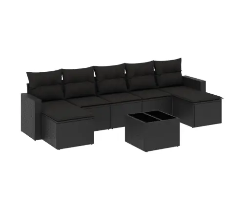 8-Daļīgs Dārza Dīvāna Komplekts, Matrači, Melna Pe Rotangpalma Vidaxl