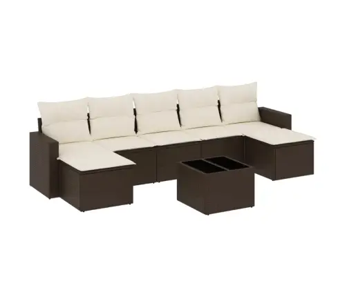 8-Daļīgs Dārza Dīvānu Komplekts, Matrači, Brūna Pe Rotangpalma Vidaxl