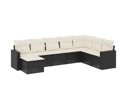 8-Daļīgs Dārza Dīvāna Komplekts, Matrači, Melna Pe Rotangpalma Vidaxl