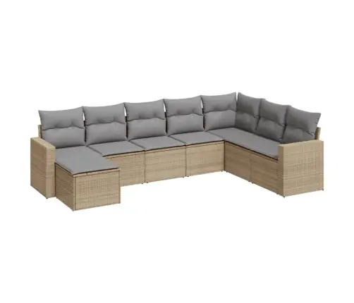 Sofos Komplektas Su Pagalvėlėmis, 8 Dalių, Smėlio, Poliratanas