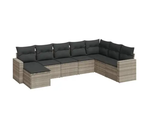 8-Osaline Aiadiivani Komplekt Patjadega, Helehall, Polürotang 8-Osaline Aiadiivani Komplekt Patjadega, Helehall, Polürotang