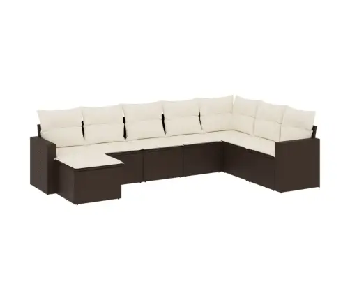 8-Daļīgs Dārza Dīvānu Komplekts, Matrači, Brūna Pe Rotangpalma Vidaxl