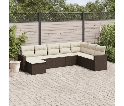 8-Daļīgs Dārza Dīvānu Komplekts, Matrači, Brūna Pe Rotangpalma Vidaxl