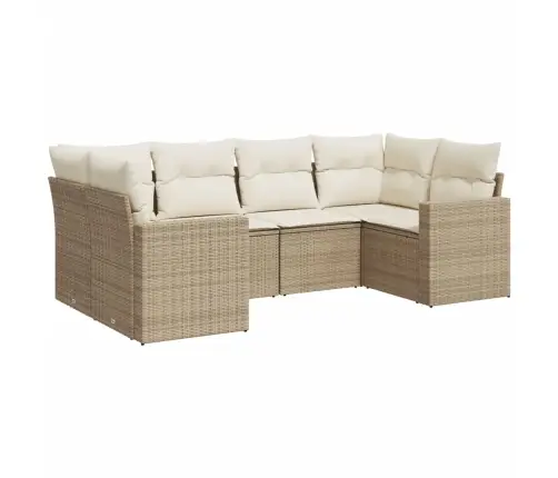 6-Daļīgs Dārza Dīvāna Komplekts, Matrači, Bēša Pe Rotangpalma Vidaxl