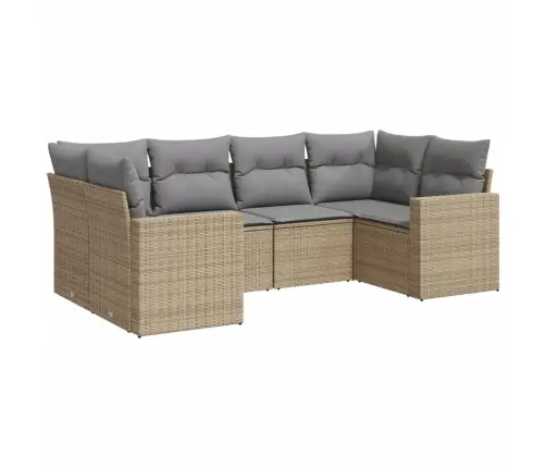 Sofos Komplektas Su Pagalvėlėmis, 6 Dalių, Smėlio, Poliratanas