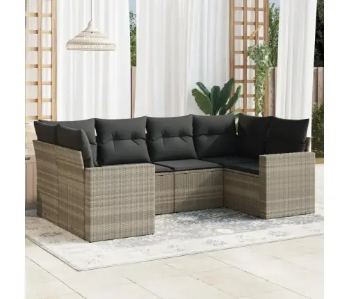 6-Osaline Aiamööblikomplekt Patjadega, Helehall, Polürotang