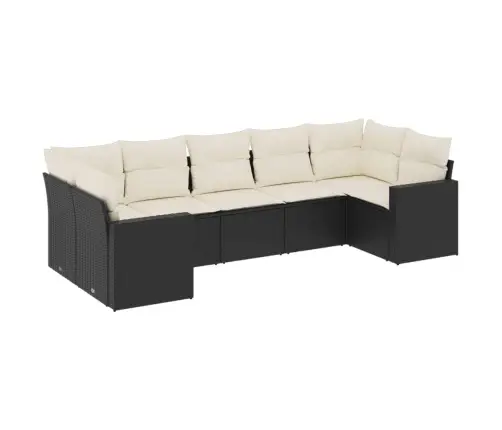 7-Daļīgs Dārza Dīvāna Komplekts Ar Matračiem, Melna Pe Vidaxl