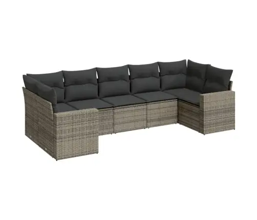 Sofos Komplektas Su Pagalvėlėmis, 7 Dalių, Pilkas, Poliratanas