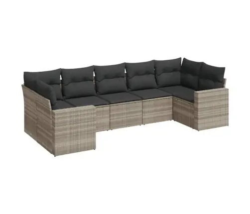 7-Daļīgs Dārza Dīvāna Komplekts,Matrači, Gaiši Pelēka Pe Pinums Vidaxl