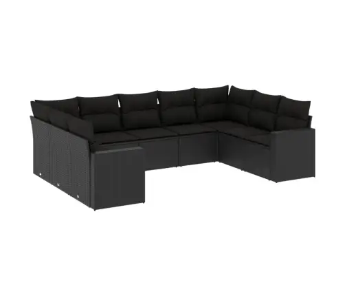 9-Daļīgs Dārza Dīvāna Komplekts, Matrači, Melna Pe Rotangpalma Vidaxl