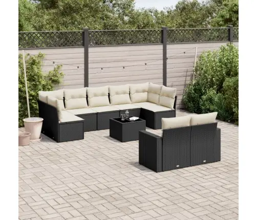 Sodo Komplektas Su Pagalvėlėmis, 10 Dalių, Juodas, Poliratanas