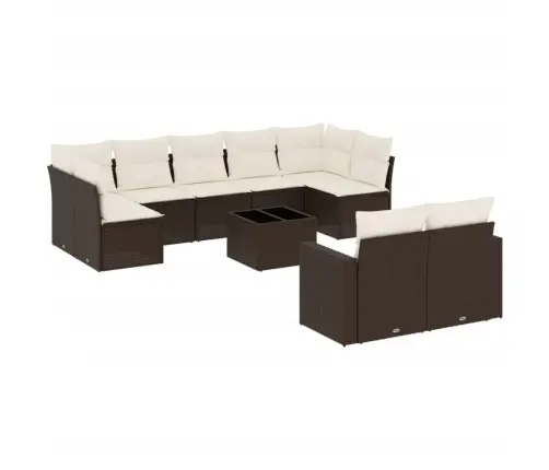 Sodo Komplektas Su Pagalvėlėmis, 10 Dalių, Rudas, Poliratanas