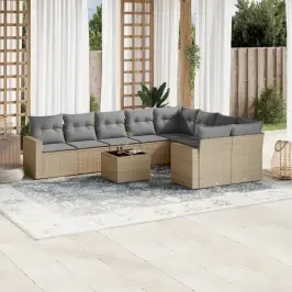 10-Osaline Aiadiivani Komplekt Patjadega, Beež, Polürotang