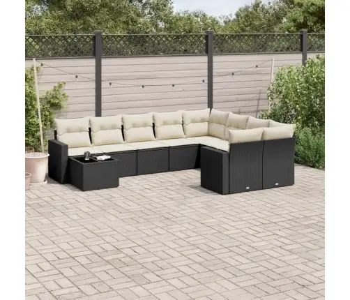 10-Daļīgs Dārza Dīvāna Komplekts, Matrači, Melna Pe Rotangpalma Vidaxl 10-Daļīgs Dārza Dīvāna Komplekts, Matrači, Melna Pe Rotangpalma Vidaxl