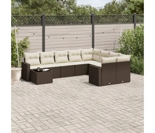 10-Osaline Aiadiivani Komplekt Patjadega, Pruun, Polürotang