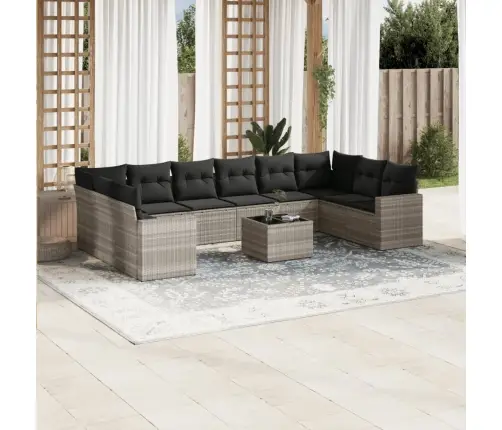 Sodo Komplektas Su Pagalvėlėmis, 11 Dalių, Pilkas, Poliratanas