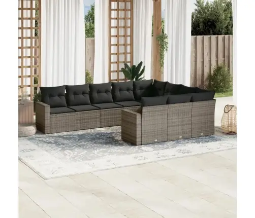 10-Osaline Aiadiivani Komplekt Patjadega, Hall, Polürotang 10-Osaline Aiadiivani Komplekt Patjadega, Hall, Polürotang