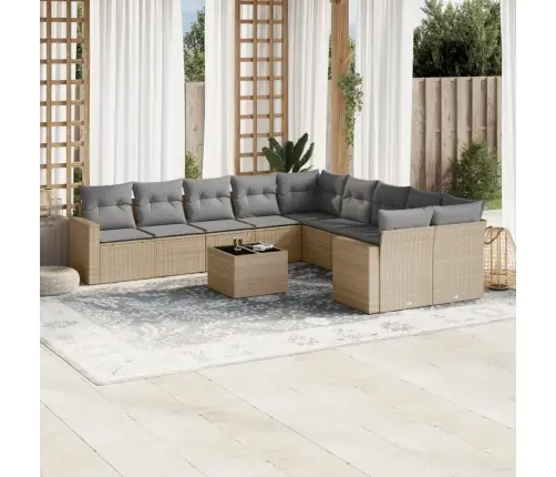 Sodo Komplektas Su Pagalvėlėmis, 11 Dalių, Smėlio, Poliratanas