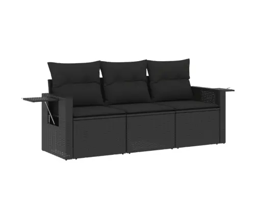 Sodo Komplektas Su Pagalvėlėmis, 3 Dalių, Juodas, Poliratanas