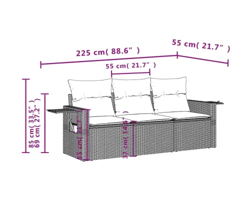 Sodo Komplektas Su Pagalvėlėmis, 3 Dalių, Juodas, Poliratanas