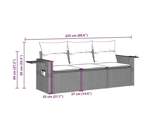 Sodo Komplektas Su Pagalvėlėmis, 3 Dalių, Juodas, Poliratanas
