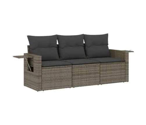 3-Daļīgs Dārza Dīvāna Komplekts Ar Matračiem, Pelēks Pe Pinums Vidaxl