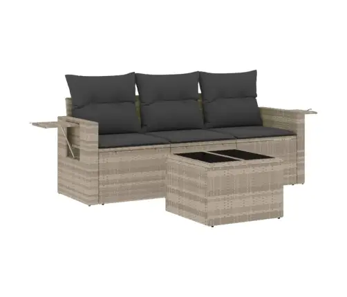 4-Daļīgs Dārza Dīvānu Komplekts,Matrači, Gaiši Pelēka Pe Pinums Vidaxl