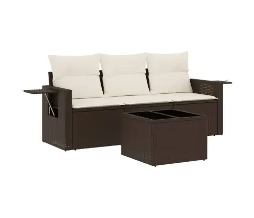 Sofos Komplektas Su Pagalvėlėmis, 4 Dalių, Rudas, Poliratanas