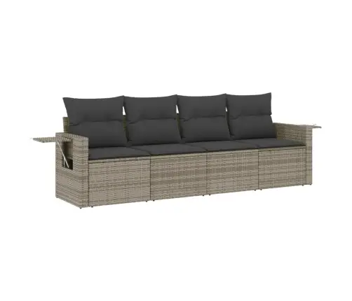 4-Osaline Aiamööbli Komplekt Patjadega, Hall, Polürotang