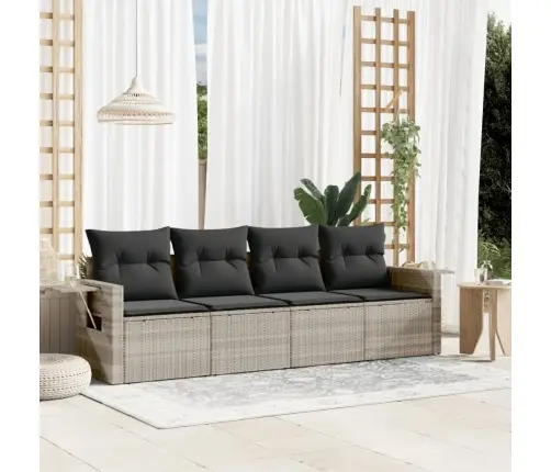 Sofos Komplektas Su Pagalvėlėmis, 4 Dalių, Pilkas, Poliratanas