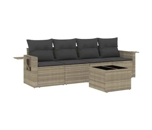 Sofos Komplektas Su Pagalvėlėmis, 5 Dalių, Pilkas, Poliratanas