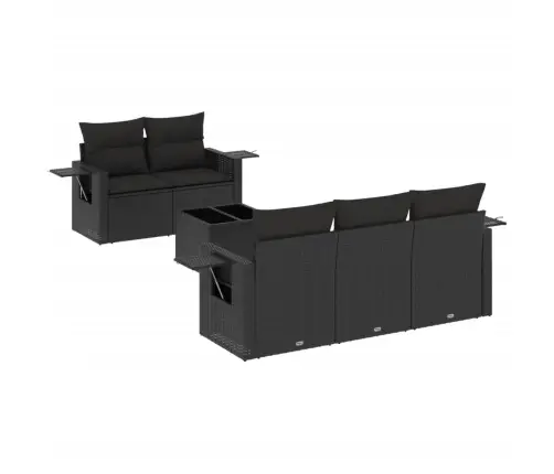 6-Daļīgs Dārza Dīvāna Komplekts, Matrači, Melna Pe Rotanpalma Vidaxl