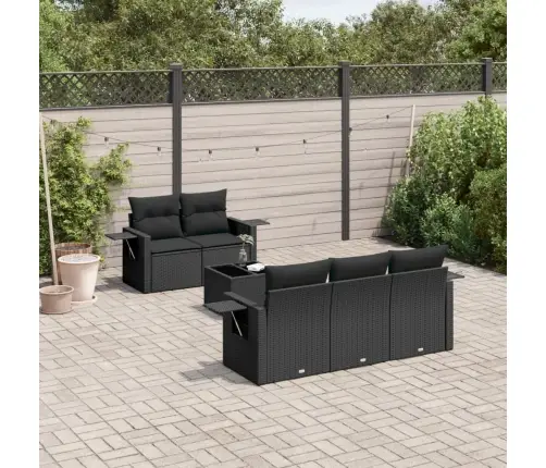 6-Daļīgs Dārza Dīvāna Komplekts, Matrači, Melna Pe Rotanpalma Vidaxl