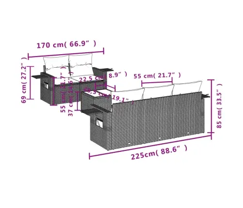 6-Daļīgs Dārza Dīvāna Komplekts, Matrači, Bēša Pe Rotangpalma Vidaxl
