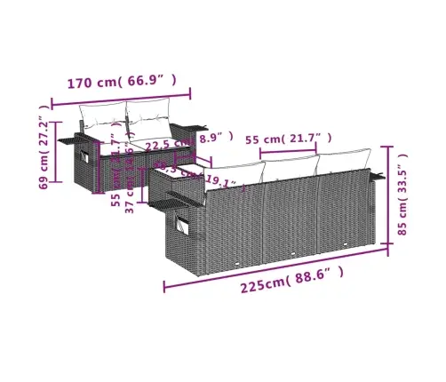 Sofos Komplektas Su Pagalvėlėmis, 6 Dalių, Smėlio, Poliratanas