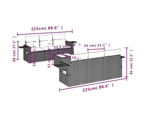 7-Osaline Aiadiivani Komplekt Patjadega, Must, Polürotang
