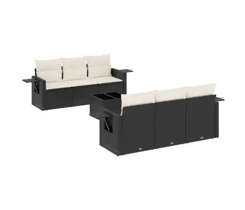 7-Daļīgs Dārza Dīvāna Komplekts Ar Matračiem, Melna Pe Vidaxl