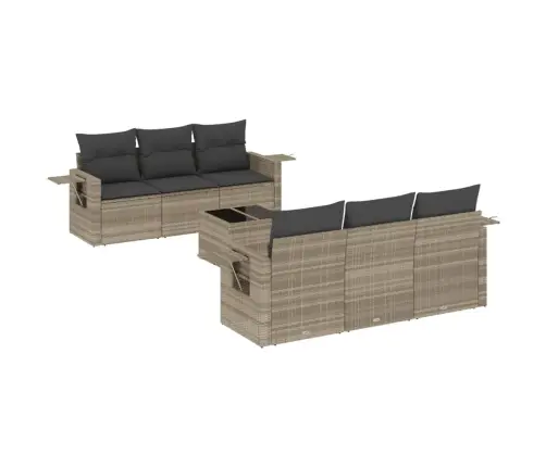 Sofos Komplektas Su Pagalvėlėmis, 7 Dalių, Pilkas, Poliratanas