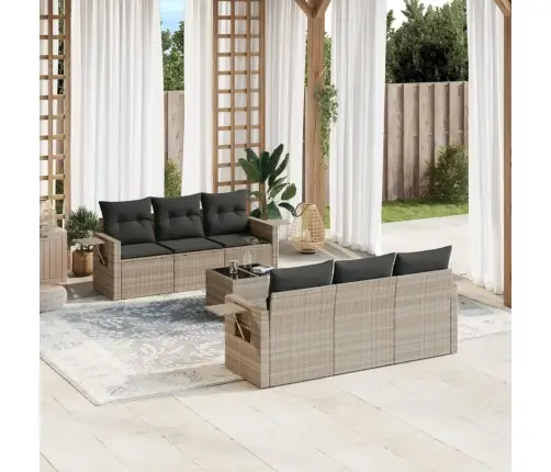 Sofos Komplektas Su Pagalvėlėmis, 7 Dalių, Pilkas, Poliratanas