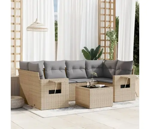 7-Osaline Aiadiivani Komplekt Patjadega, Beež, Polürotang