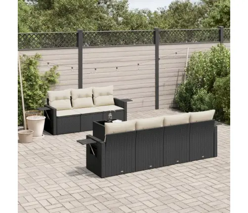 8-Daļīgs Dārza Dīvāna Komplekts, Matrači, Melna Pe Rotangpalma Vidaxl