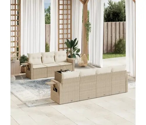 Sofos Komplektas Su Pagalvėlėmis, 8 Dalių, Smėlio, Poliratanas