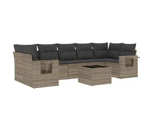 8-Daļīgs Dārza Dīvāna Komplekts,Matrači, Gaiši Pelēka Pe Pinums Vidaxl