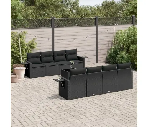 9-Daļīgs Dārza Dīvāna Komplekts, Matrači, Melna Pe Rotangpalma Vidaxl